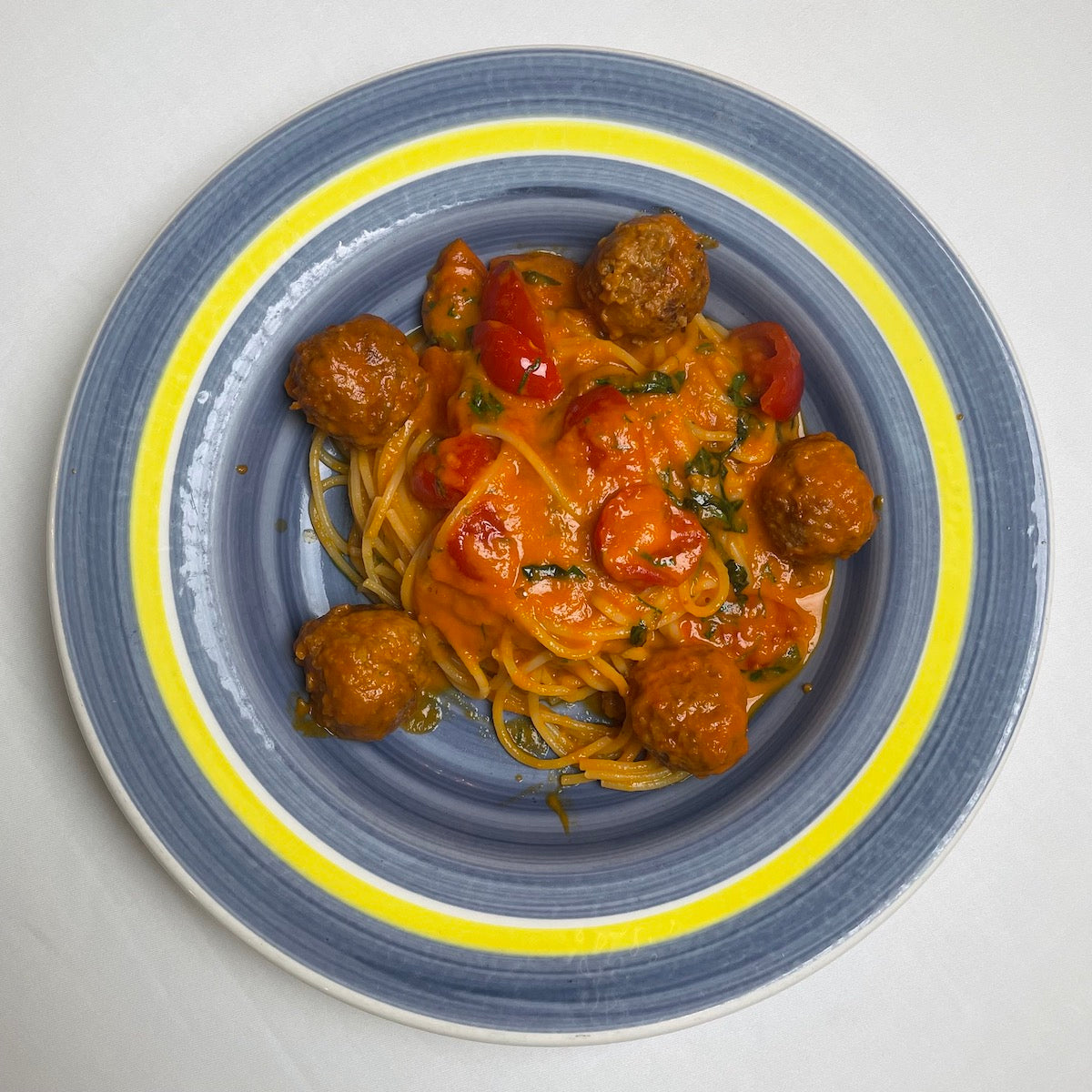 Homemade Tagliatelle with Meatballs in Tomato Sauce