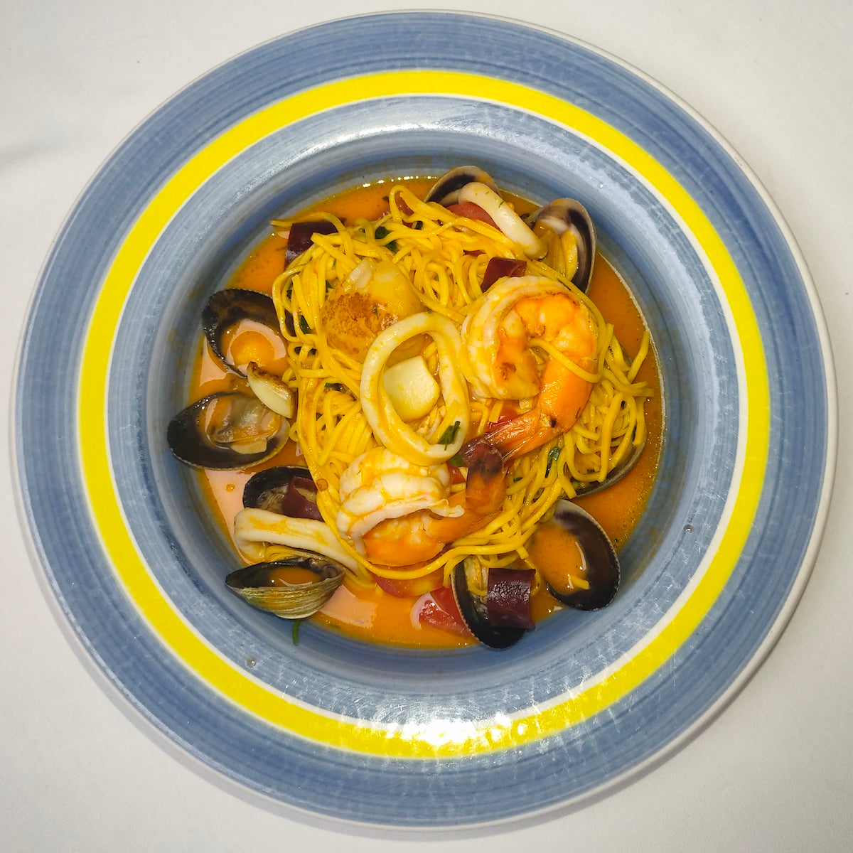 Homemade Tagliolini with Mix Seafood in Tomato Sauce