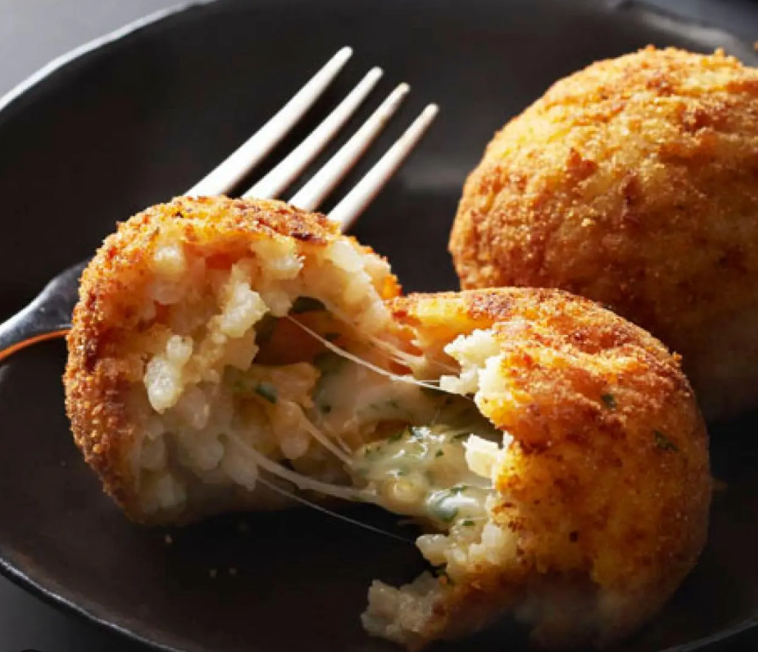 Freshly made Arancini Balls with Porcini Mushrooms